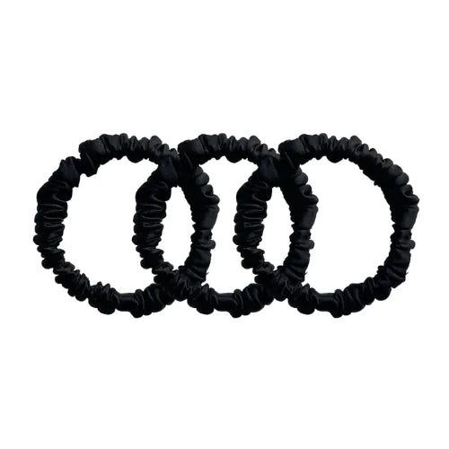 Mini Silk Scrunchies - Black