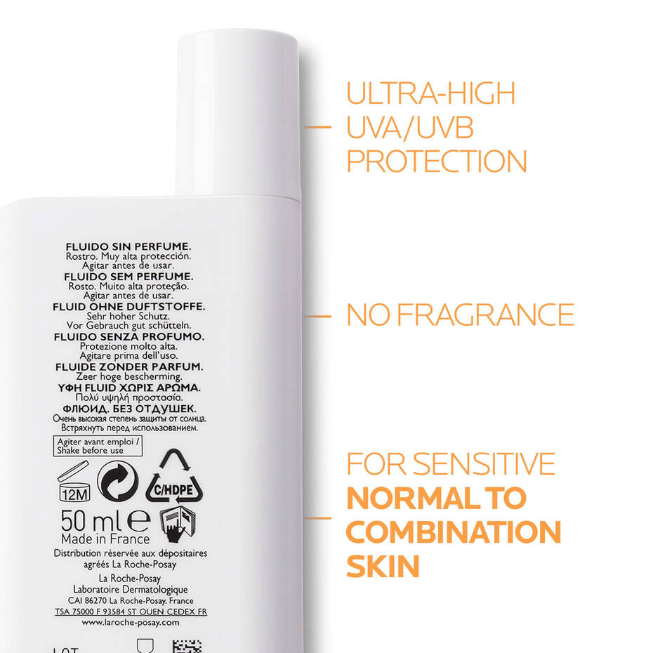 Anthelios UVmune 400 Invisible Fluid SPF50+ Sun Cream For Sensitive Skin - 50ml