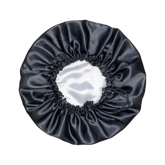 Premium Satin Bonnet - Black/Silver