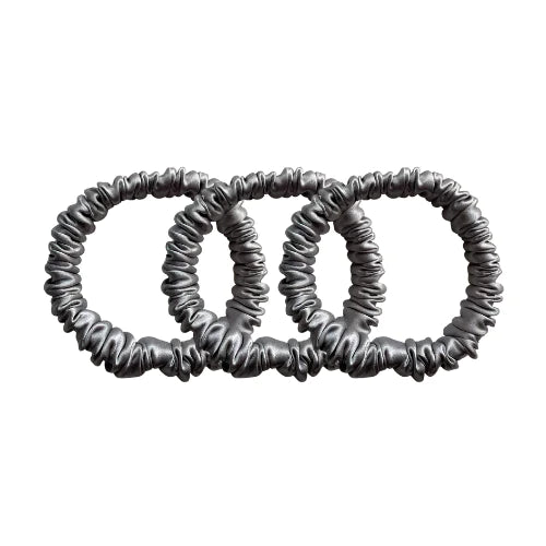 Mini Silk Scrunchies - Silver Grey